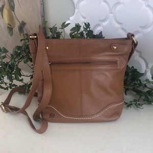 Born Izabel Crossbody Handbag Cognac Brown Brass Hardware